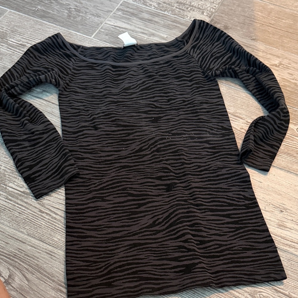 Nikibiki Black and Gray Zebra Print Long Sleeve Top stretchy size o/s